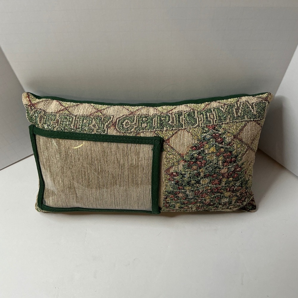Holiday Christmas Tree Tapestry‎ Pillow with Clear Photo Pocket